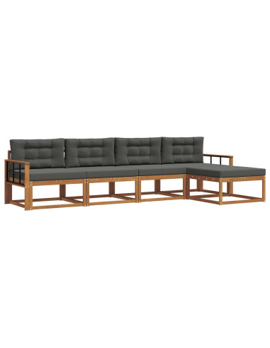 Set di divani da esterno con cuscino 5 pcs Naturale e Antracite