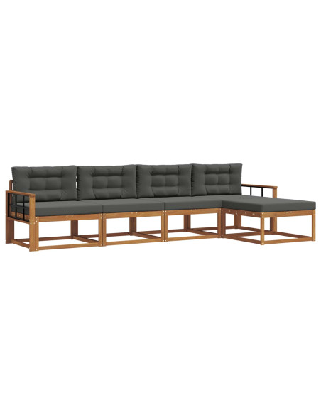 Set di divani da esterno con cuscino 5 pcs Naturale e Antracite
