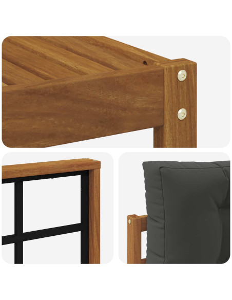 Set di divani da esterno con cuscino 5 pcs Naturale e Antracite