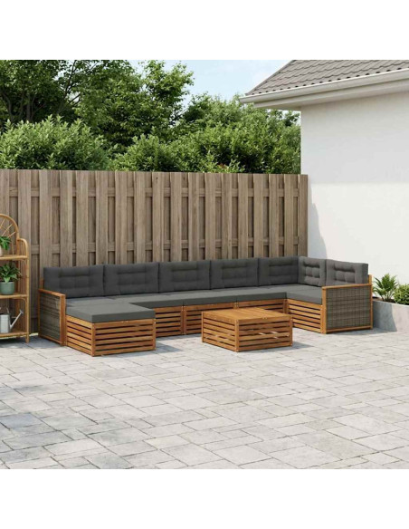 Set di divani da esterno con cuscino 8 pcs Naturale e Antracite