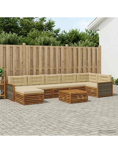 Set di divani da esterno 8 pcs Naturale e Beige