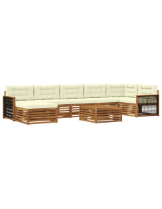 Set di divani da esterno con cuscino 8 pcs Naturale e Crema