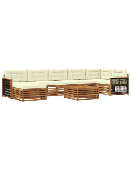 Set di divani da esterno con cuscino 8 pcs Naturale e Crema