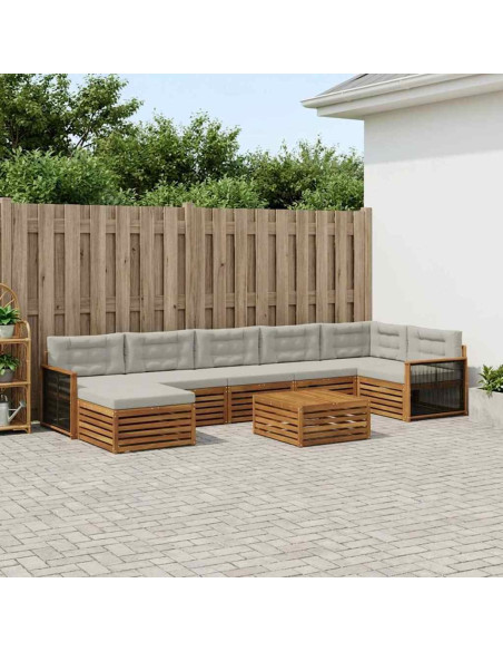 Set di divani da esterno 8 pcs Naturale e Grigio Chiaro