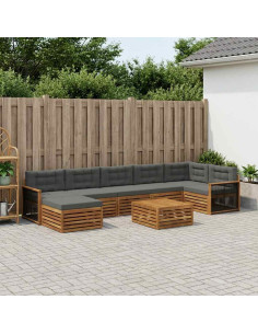 Set di divani da esterno con cuscino 8 pcs Naturale e Antracite
