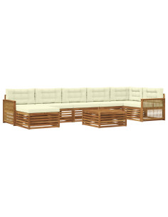 Set di divani da esterno con cuscino 8 pcs Naturale e Crema