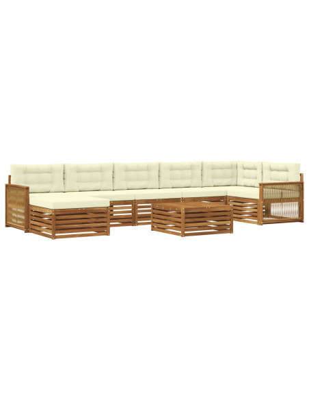 Set di divani da esterno con cuscino 8 pcs Naturale e Crema