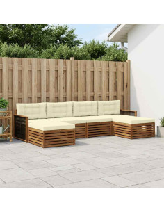 Set divani con cuscino 6 pcs Legno di Acacia Massello