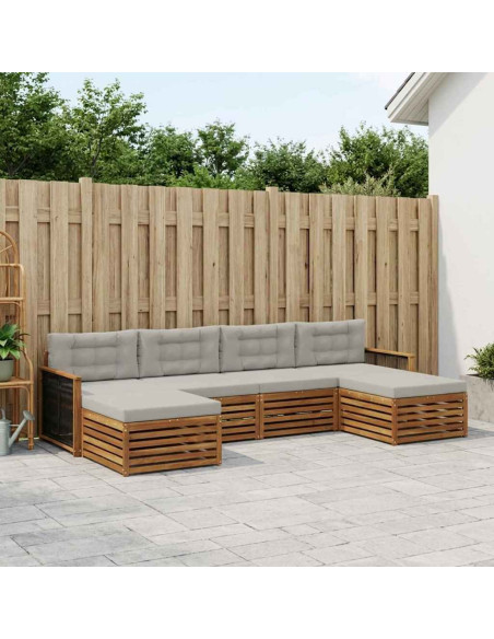 Set divani con cuscino 6 pcs Legno di Acacia Massello