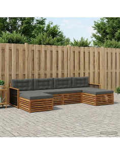 Set divani con cuscino 6 pcs Legno di Acacia Massello