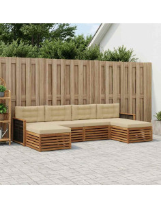 Set divani con cuscino 6 pcs Legno di Acacia Massello