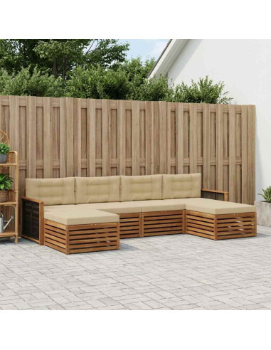 Set divani con cuscino 6 pcs Legno di Acacia Massello