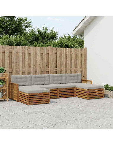 Set divani con cuscino 6 pcs Legno di Acacia Massello