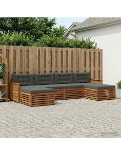 Set divani con cuscino 6 pcs Legno di Acacia Massello