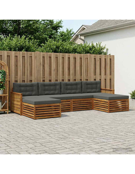 Set divani con cuscino 6 pcs Legno di Acacia Massello