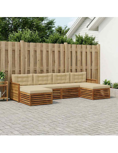 Set divani con cuscino 6 pcs Legno di Acacia Massello