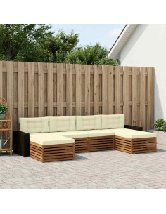Set divani con cuscino 6 pcs Legno di Acacia Massello