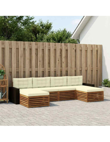 Set divani con cuscino 6 pcs Legno di Acacia Massello