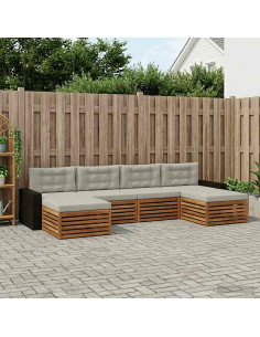 Set divani con cuscino 6 pcs Legno di Acacia Massello