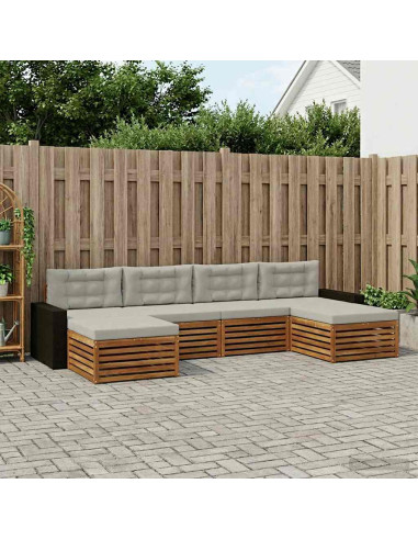 Set divani con cuscino 6 pcs Legno di Acacia Massello