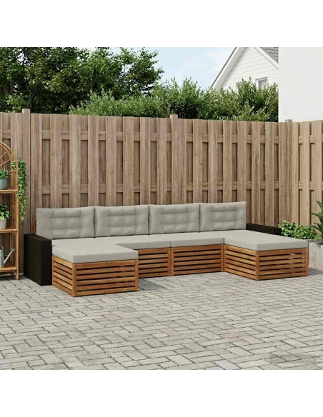 Set divani con cuscino 6 pcs Legno di Acacia Massello