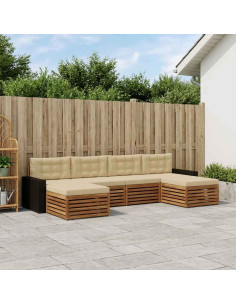 Set divani con cuscino 6 pcs Legno di Acacia Massello