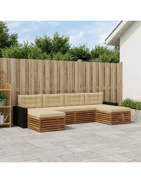 Set divani con cuscino 6 pcs Legno di Acacia Massello