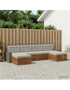 Set divani con cuscino 6 pcs Legno di Acacia Massello