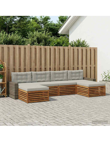 Set divani con cuscino 6 pcs Legno di Acacia Massello