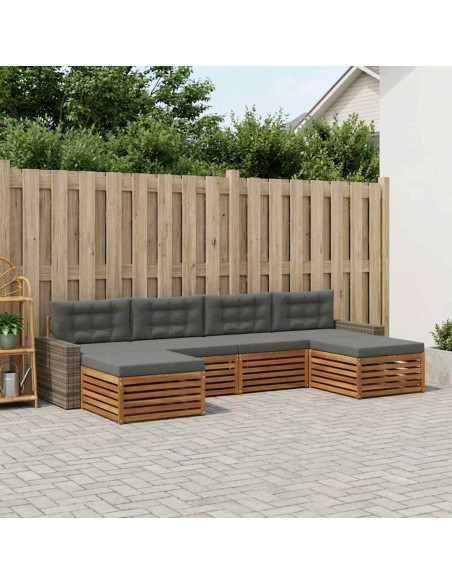 Set divani con cuscino 6 pcs Legno di Acacia Massello