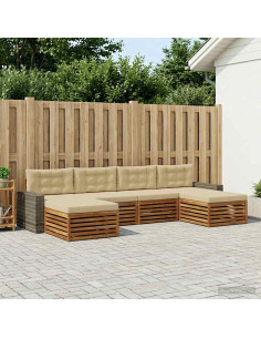 Set divani con cuscino 6 pcs Legno di Acacia Massello