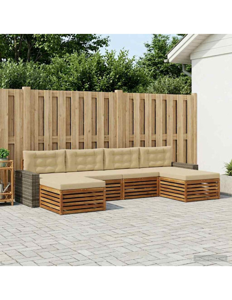Set divani con cuscino 6 pcs Legno di Acacia Massello