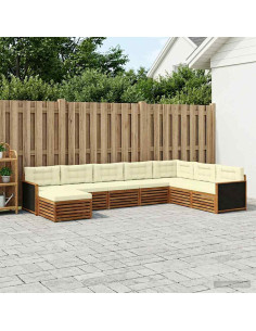 Set di divani da esterno con cuscino 8 pcs Naturale e Crema
