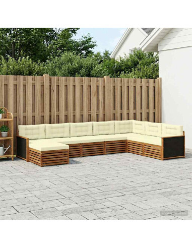 Set di divani da esterno con cuscino 8 pcs Naturale e Crema