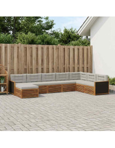 Set di divani da esterno 8 pcs Naturale e Grigio Chiaro