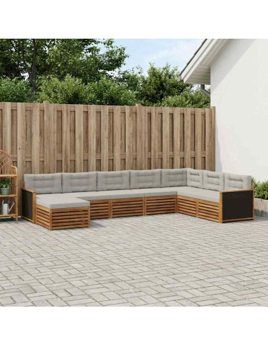 Set di divani da esterno 8 pcs Naturale e Grigio Chiaro