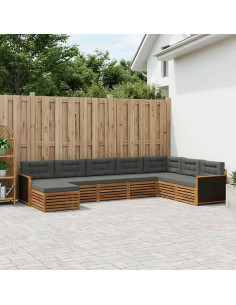 Set di divani da esterno con cuscino 8 pcs Naturale e Antracite