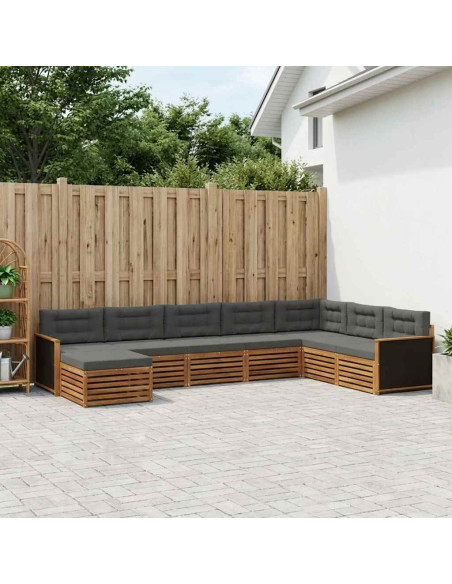 Set di divani da esterno con cuscino 8 pcs Naturale e Antracite