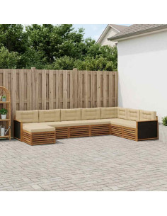 Set di divani da esterno con cuscino 8 pcs Naturale e Beige