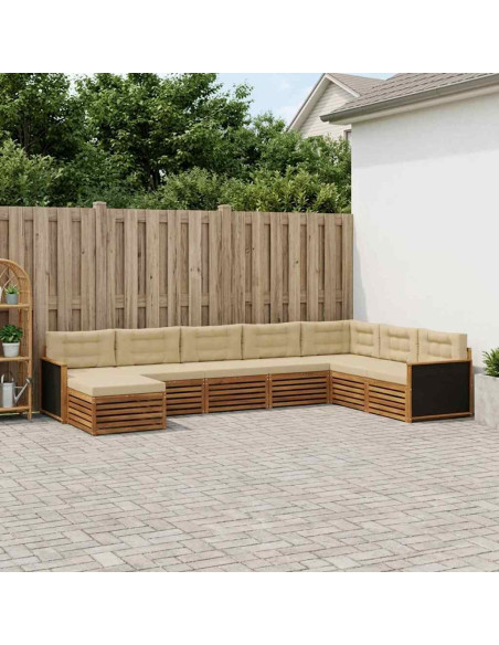 Set di divani da esterno con cuscino 8 pcs Naturale e Beige