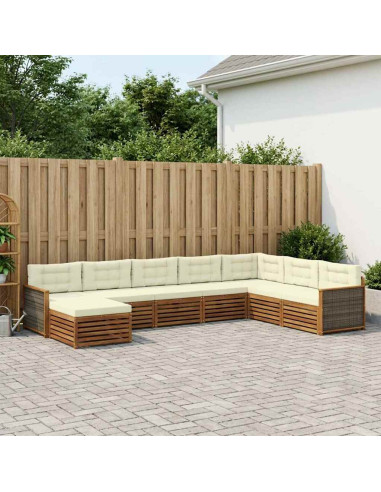 Set di divani da esterno con cuscino 8 pcs Naturale e Crema