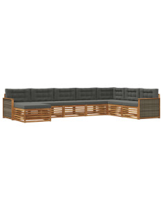 Set di divani da esterno con cuscino 8 pcs Naturale e Antracite