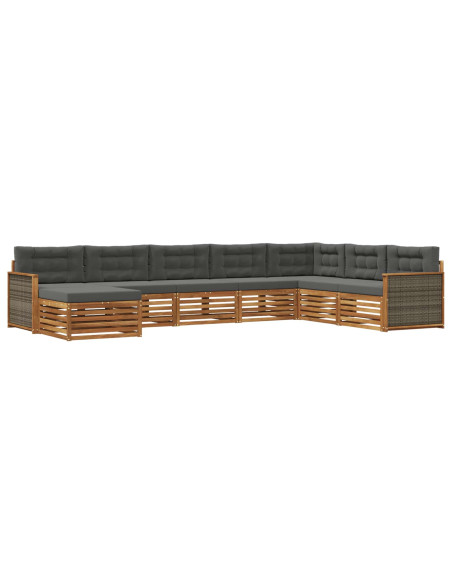 Set di divani da esterno con cuscino 8 pcs Naturale e Antracite