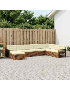 Set di divani da esterno con cuscino 8 pcs Naturale e Crema