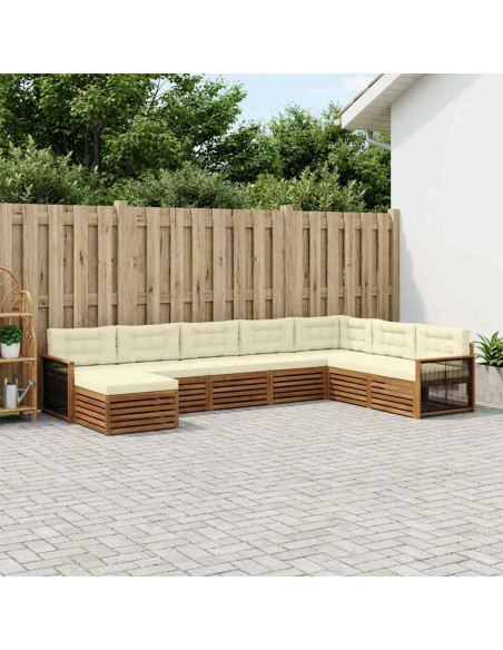 Set di divani da esterno con cuscino 8 pcs Naturale e Crema