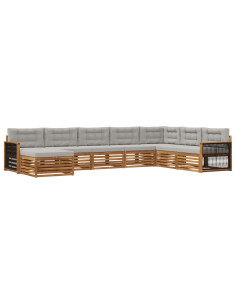 Set di divani da esterno 8 pcs Naturale e Grigio Chiaro