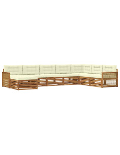 Set di divani da esterno con cuscino 8 pcs Naturale e Crema