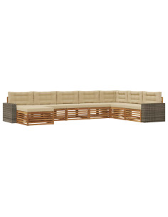 Set di divani da esterno con cuscino 8 pcs Naturale e Beige