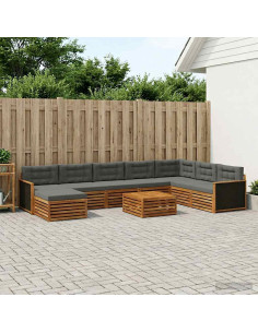 Set di divani da esterno con cuscino 9 pcs Naturale e Antracite