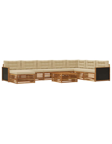 Set di divani da esterno con cuscino 9 pcs Naturale e Beige